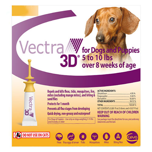 Vectra 3d For Very Small Dogs Upto 8lbs 3 Doses
