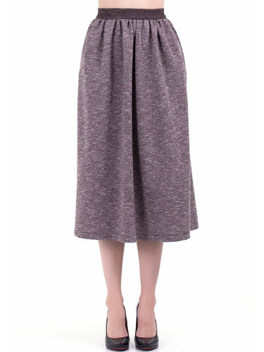 Coffee Solid Cotton-blend Pockets Simple Midi Skirt