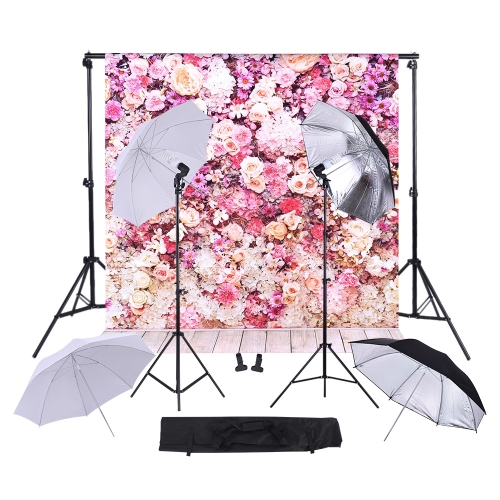 6.6 * 10ft Background Support System 45W 5500K Continuous Lighting Kit Umbrella