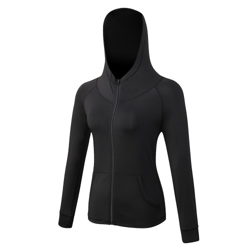 Femmes Full-zip Hooded Jackets Sport Hoodie Raglan Manches Longues Poches Workout Running Exercise Gym Track Sweat Casual Tops Activewear
