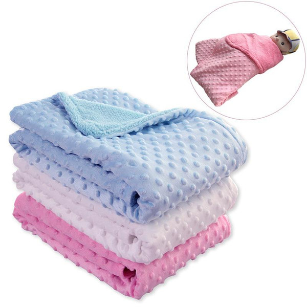Baby Blanket & Swaddling Newborn Thermal Soft Fleece Blankets Solid Cotton Quilt