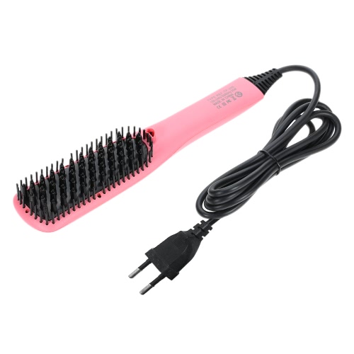 Professional Safe Digital Electric Hair Straightener Brush Comb Detangling Straightening Irons Anti-scald PTC Ceramic Heater