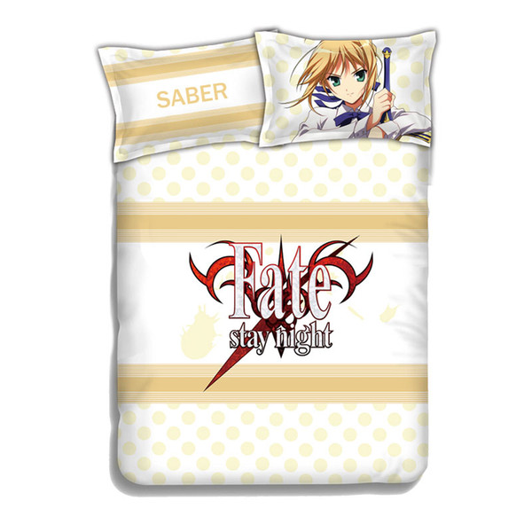 japanese anime fate stay night saber cosplay printing bedding set full size duvet cover pillowcase for bed