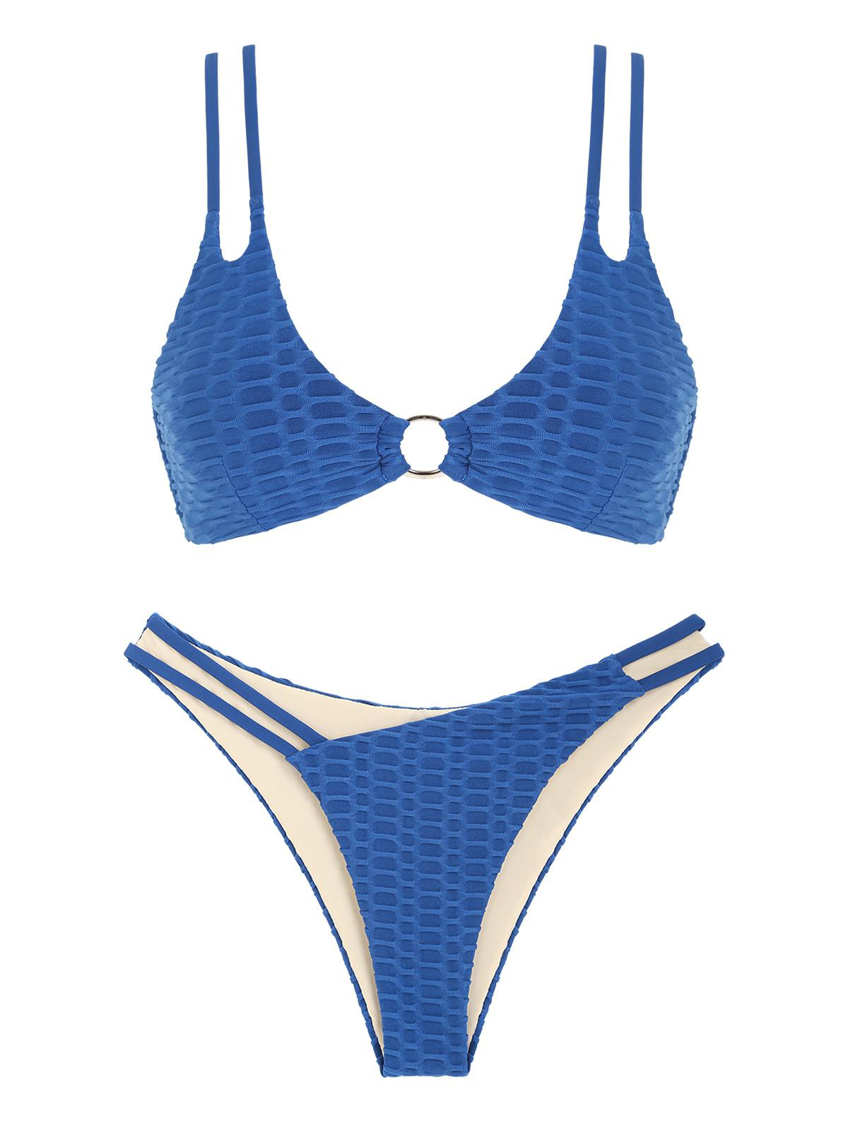 ZAFUL ZAFUL Bikini Fruncido con Corte Alto S Azul profundo