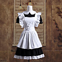 Manches courtes court noir et blanc en coton domestique robe lolita cosplay