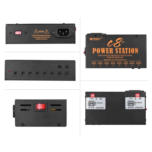 Guitar Effect Power Supply Station 8 Isolated DC Outputs 4-9V 9V 12V 18V with Power Cables Adapter