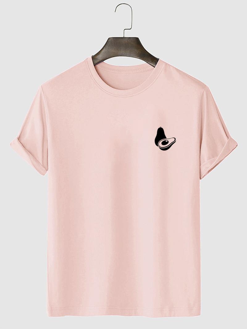 100% Cotton Avocado Print Graphic T Shirt M Light pink
