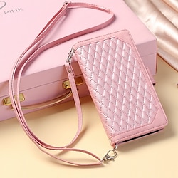 Phone Case For Samsung Galaxy Handbag Purse Wallet Case S23 S22 S21 S20 Plus Ultra A73 A53 A33 Zipper with Removable Cross Body Strap With Card Holder Solid Colored Geometric Pattern TPU PU Leather miniinthebox