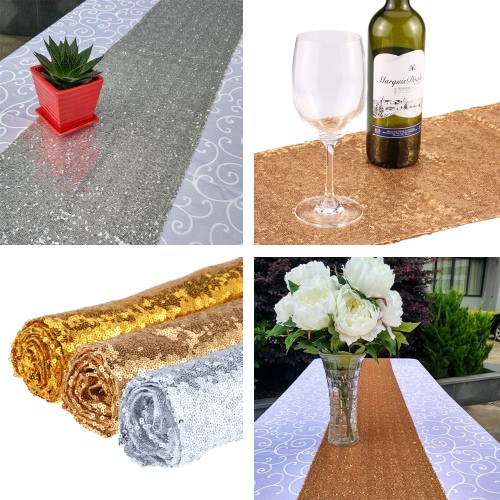30 * 275cm / 1 * 9ft Sparkly Glitz Sequin Table Runner for Festive Celebrations Event Wedding Party