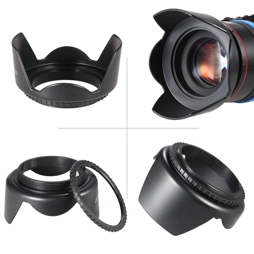 Andoer Kit de filtro de 49mm (UV + CPL + FLD) + Nylon lleva bolsa tapa de la lente titular de tapa lente + parasol + lente paño de limpieza