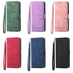 Phone Case For Apple Wallet Case iPhone 14 Pro Max Plus 13 12 11 Mini X XR XS 8 7 with Wrist Strap Card Holder Slots Magnetic Flip Solid Colored TPU PU Leather miniinthebox
