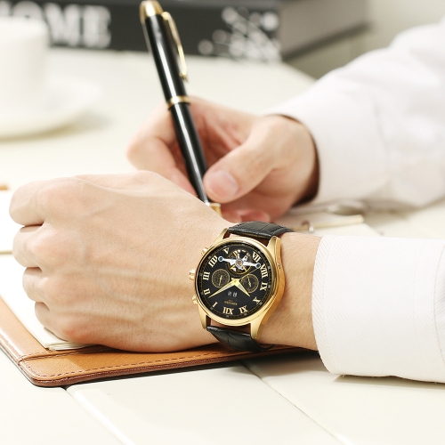 KINYUED Business Watch 3ATM Water-resistant Automatic Mechanical Watch Luminous Men Wristwatches Male Calendar