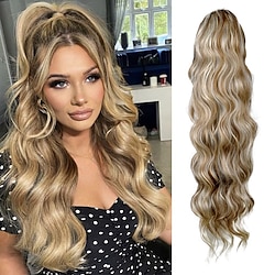 Long Ponytail Extension Drawstring Ponytail Hair Extensions Wavy Pony Tail Synthetic Hairpiece for Women (6H22) Lightinthebox