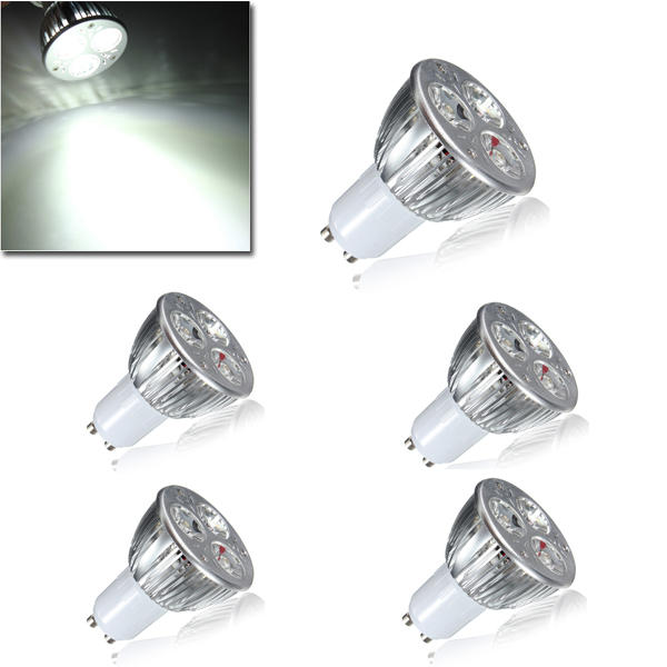 5X GU10 9W White 3LED Spotlightt Bulbs LED Lamp Light AC85-265V