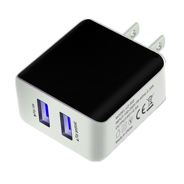 wall charger power adapter dual usb ports 5v 2.5a ac home travel eu us plug for samsung s6 s7 8 htc tablet pc mp3