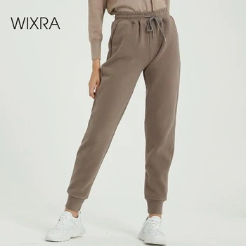 Wixra Women Casual Velvet Pants Autumn Winter Lady's Thick Wool Pants Women's Clothing Lace-up Long Trousers