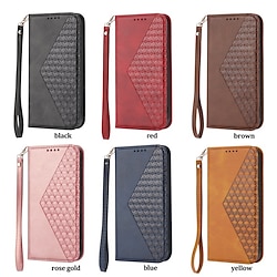 Phone Case For Google Wallet Case Pixel 7/7Pro / 6/6Pro with Wrist Strap Card Holder Slots Magnetic Flip Solid Colored Geometric Pattern TPU PU Leather miniinthebox