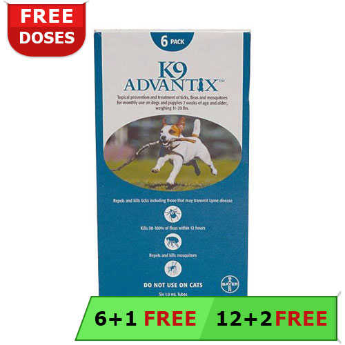 K9 Advantix Medium Dogs 11-20 Lbs (Aqua) 6 + 1 Free