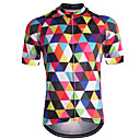 21Grams Men's Short Sleeve Cycling Jersey Coolmax Blue Purple Orange Plaid Checkered Bike Jersey Top Mountain Bike MTB Road Bike Cycling Breathable Quick Dry Back Pocket Sports Clothing Apparel
