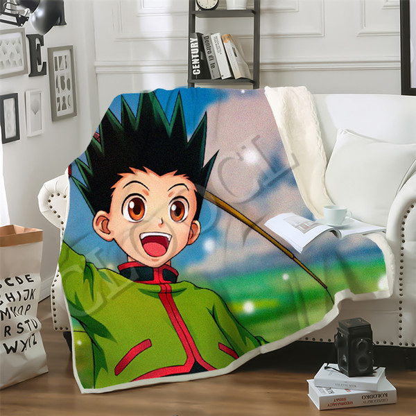 CLOOCL Hunter X Hunter Fashion Casual Blanket 3D Print Japanese Anime Double Layer Sherpa Blanket on Bed Home Textiles Dreamlike Style