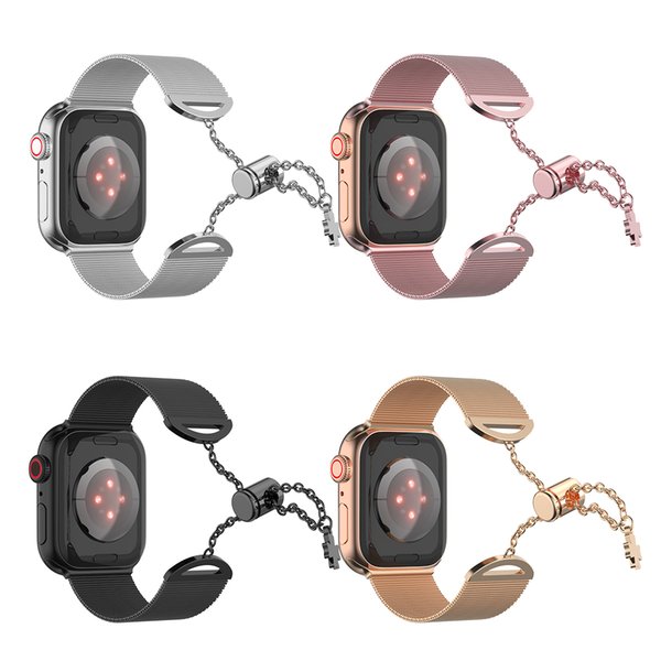 Silver Watchband Bracelet Straps For Apple Watch Band Strap iwatch Series 7 SE 40MM 45MM Mens Designer Stainless Steel Bracelets Wowan Fashion bands Smart watches US