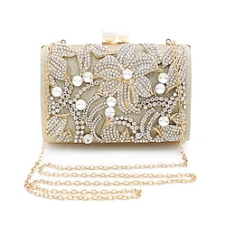Women's Evening Bag Polyester Alloy Wedding Party Pearls Crystals Floral Print Pearl Glitter Shine Silver Gold Lightinthebox