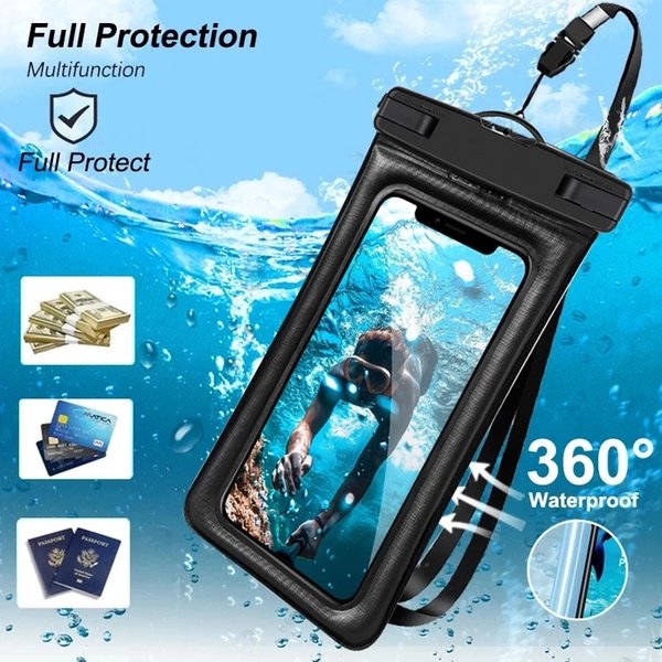 Universal Floating Airbag Waterproof Swimming Bag Cases Luminous Gadget Beach Pouch Swim Bags Cover For iPhone 14 13 12 Mini Pro 3.5-6 Inch Smartphone
