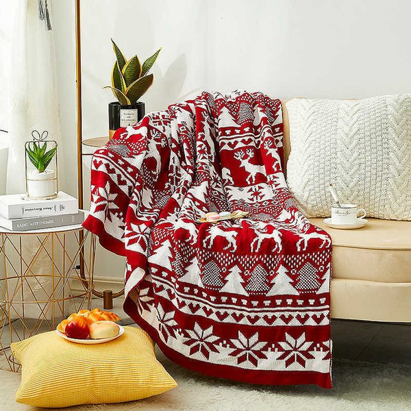 Nordic Christmas Throw Blanket Knitted Jacquard Christmas Tree Office Nap leisure Blanket for beds sofa cover women Shawl soft