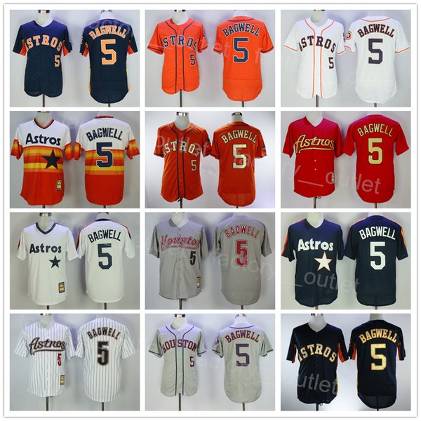 Men Baseball Retro 1980 2006 Throwback 5 Jeff Bagwell Jersey Vintage Flexbase All Stitched Retire Cool Base Pullover Navy Blue White Grey Orange Beige Cooperstown