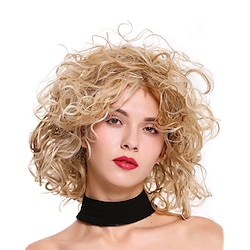Hair Metal Wigs Short Curly Blonde Wig for Women Shaggy Curly Natural Synthetic Heat Resistant Cosplay Costume Wig Lightinthebox
