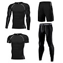 1bests Men's Elastane Activewear Set Workout Outfits Compression Suit 4pcs Running Basketball Fitness Lightweight Breathable Quick Dry Sportswear Plus Size Clothing Suit Long Sleeve Activewear High