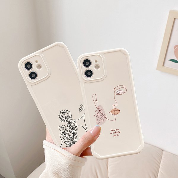 Abstract Line Fashion Face Phone Case Cellphone Soft Silicone Cases For iPhone 13 12 11 Pro promax 7 8 Plus X XR XS XS Max Back Cover Funda