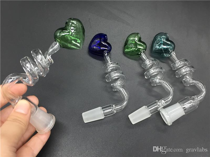 Colorful Heart-shaped Glass tobacco Bowls Screw Honeycomb Screen Round Female Male 14mm 18mm Joint Smoking bowl For Bongs Water Pipes