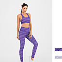 Women's 2pcs Yoga Suit Summer Wirefree Floral Print White Purple Yoga Fitness Running Sports Bra Cropped Leggings Tights Sport Activewear Tummy Control Butt Lift Breathable Quick Dry Moisture Wicking