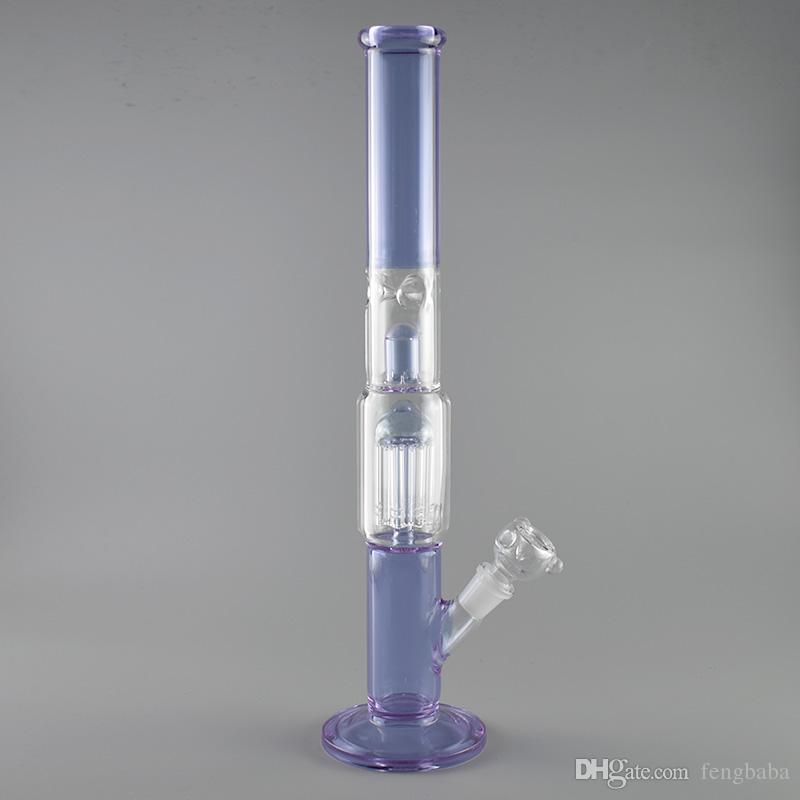Glass bong hookahs pipe tree percolator water pipe 17" water bongs ice pinch function comes with glass bowl and downstem