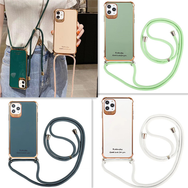Electroplating Anti-fall Phone Case with Lanyard for iPhone 12 Mini Pro Max 11 Pro Xr X Xs Max 7 8 Plus SE 2020 DHL Free Shipping