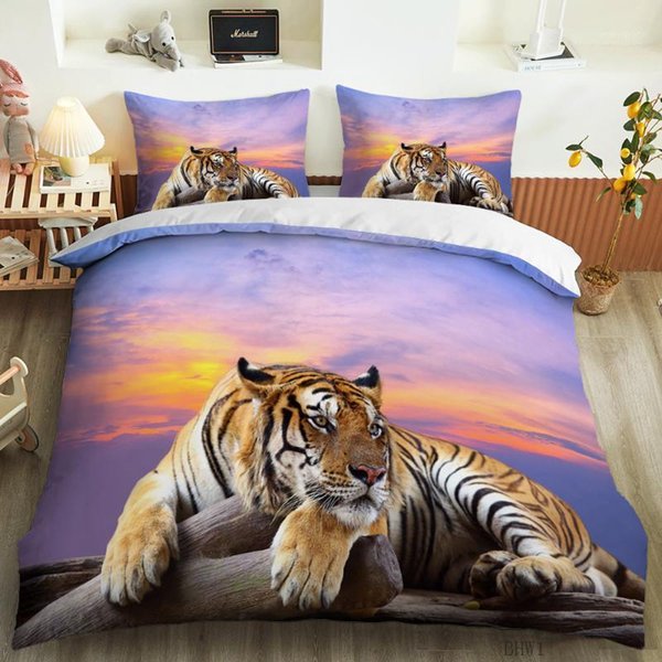 Bedding Sets Animal 3D Lion And Tiger Custom Set Quilt Cover With Pillow Case Luxury Microfiber Bedspread Home Textiles1