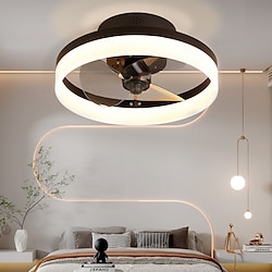 Ceiling Fans with Lights Flush Mount Low Profile Indoor Ceiling Fan,15.7 /19.6 Dimmable Bladeless Ceiling Fans with Remote Control,Smart 3 Colors 6 Speeds Reversible Lightinthebox