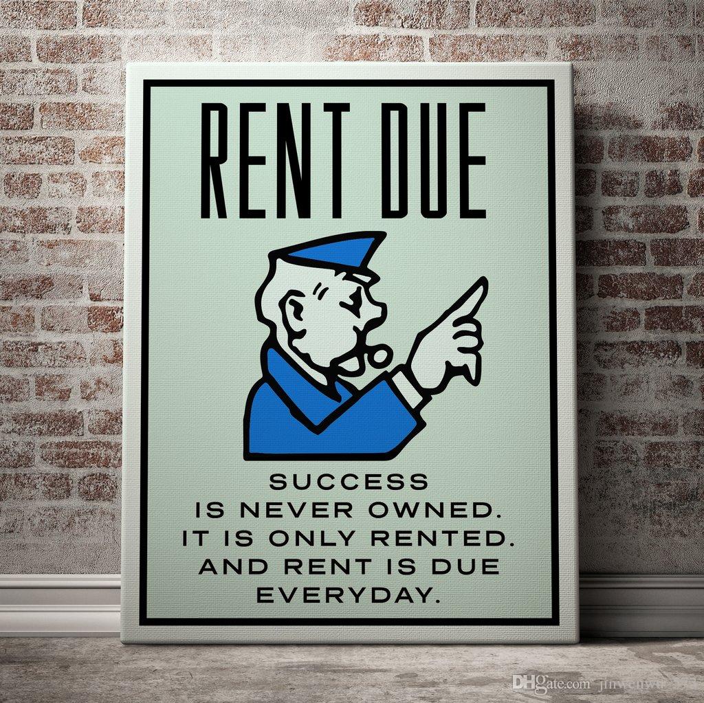 Unframed/Alec Monopoly "RENT DUE",HD Canvas Print home decor wall art painting,office art culture