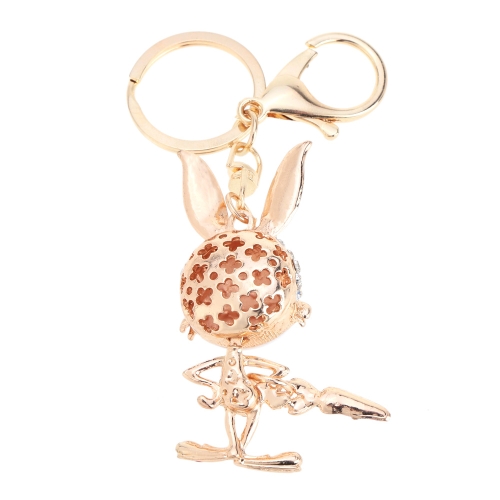 Fashional Jewelry Hollow Shinning Rhinestone Aureate Rabbit Pendant Key Ring Key Chain