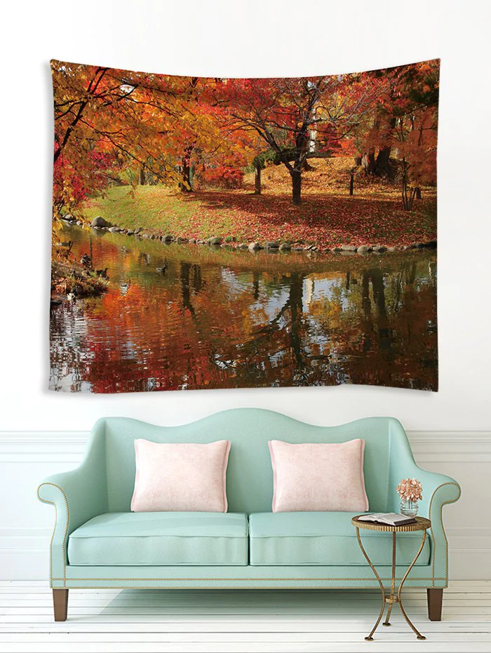 Maple Forest River Print Tapestry Wall Hanging Art Decoration