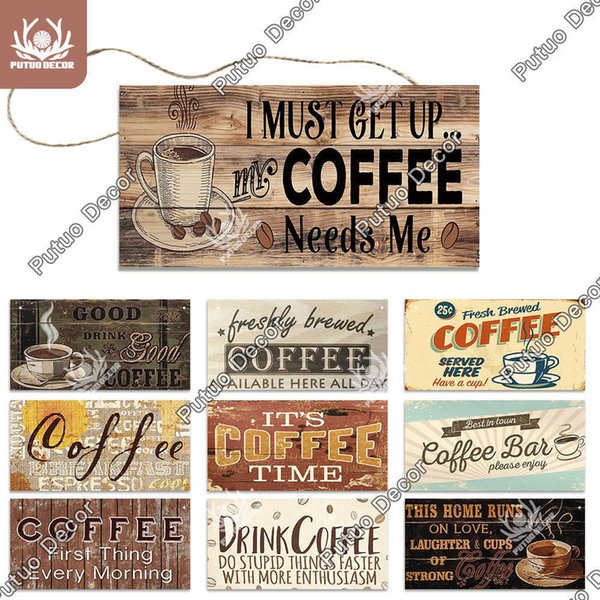 Putuo Decor Coffee Wooden Hanging Signs Decorative Plaques Door Wooden Plaque In Home Decor Cafe Kitchen Hanging Home Decor