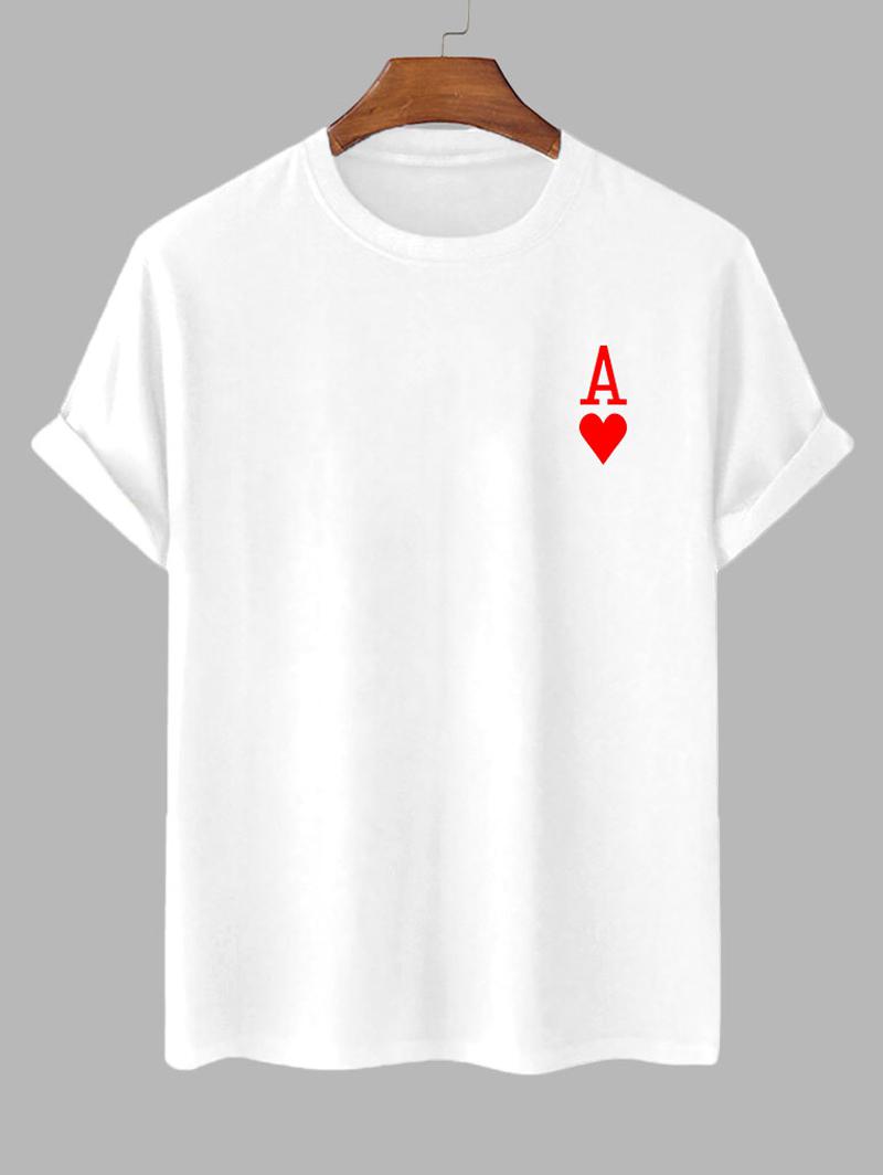 Playing Card Heart A Print T-shirt S White