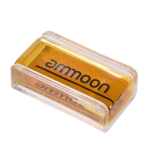 ammoon High-Class Transparent Orange Natural Rosin with Cuboid Wood Box for Violin Viola Cello Handmade Light and Low Dust