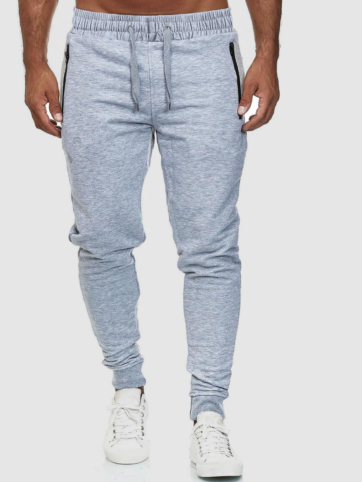 ZAFUL Men's Zip Pocket Design Drawstring Jogger Pants M Light gray