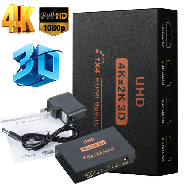 Ultra HD 4 Port HDMI Splitter 1x4 HDMI Splitter 1 In 4 Out Splitter HDMI 4K 1080P 3D for HDTV Projector