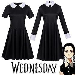 Adults' Wednesday Addams Dress Addams Family Women's Goth Gothic Flare Dress Movie Cosplay Costume Party Little Black Dress Masquerade Lightinthebox