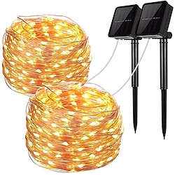 2pcs Solar Fairy String Lights Outdoor 12M 100LEDs Lights Warm White RGB Multi Color Waterproof for Garden Patio Party Holiday Christmas Lightinthebox