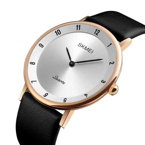 SKMEI Fashion Casual Quartz Watch 3ATM Water-resistant Men Watches Genuine Leather Wristwatch Male Relogio Musculino