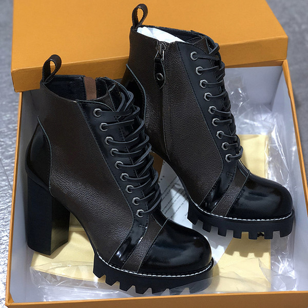 Latest Snow Ankle Boots Desert Boot chunky heel ladies boots 100% printing Genuine Leather Winter Shoes Martin boots 5cm 9.5cm